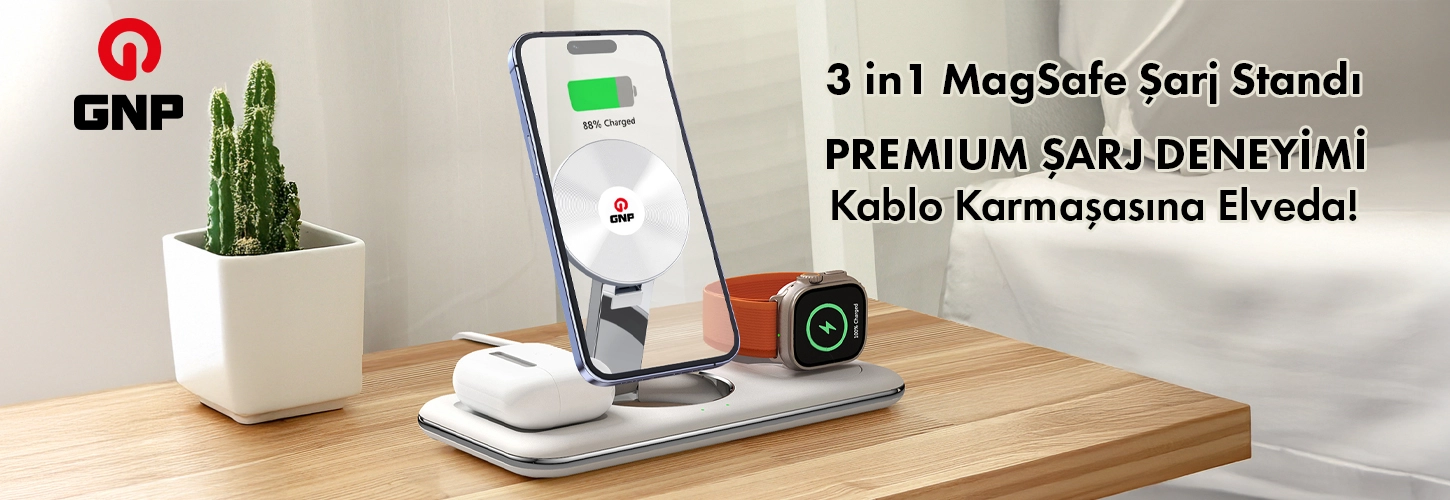 Gnp 3in1 Magsafe Sarj Stand Beyaz